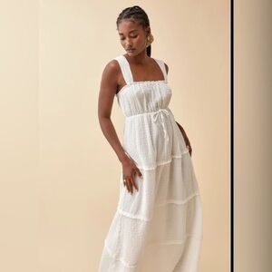 Women’s REFORMATION Ivie* White Tiered Organic Cotton Dress